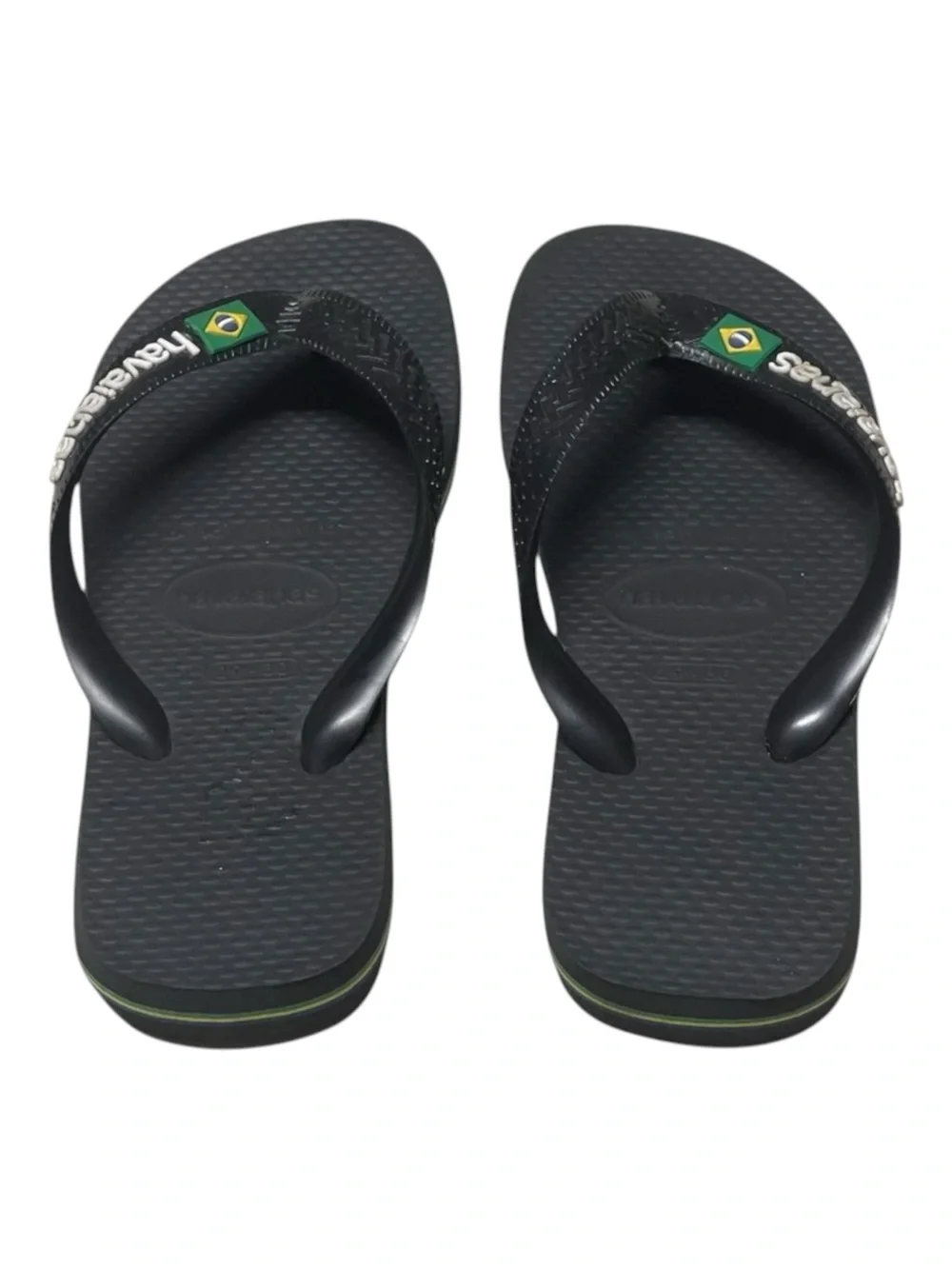 new J Crew x Havaianas ✪ Girls Boys Brazil Logo Flip Flops ✪ Black ✪ 29 30